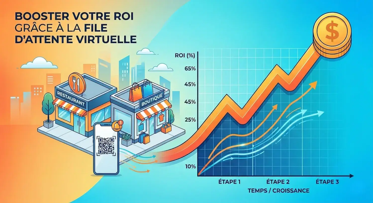 Calcul ROI file d'attente virtuelle pour TPE PME - graphique de rentabilité